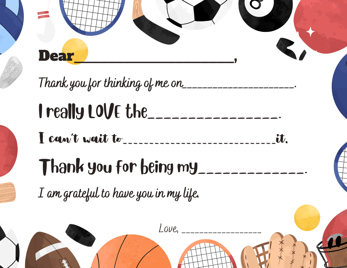 Sports-Thank You Card