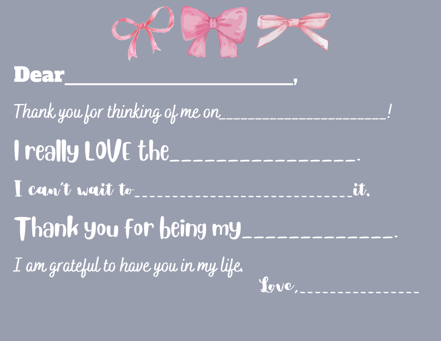 Pink Bow-Thank You Card