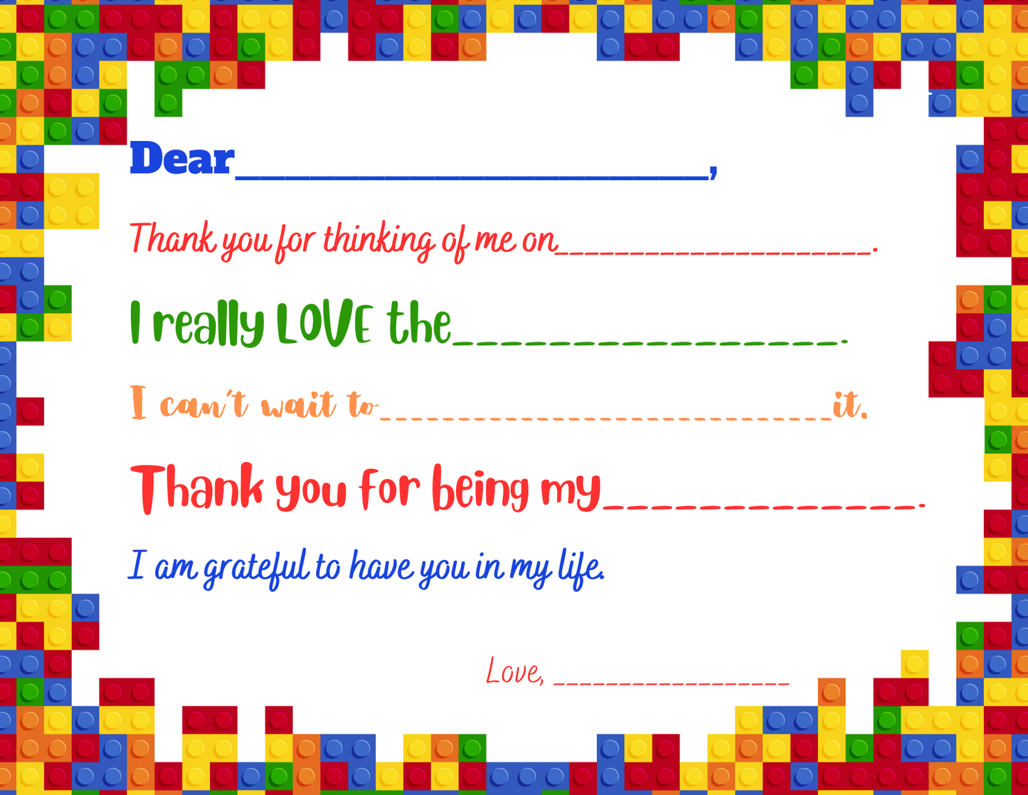 Lego-Thank You Card