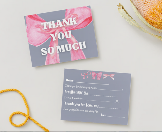 Pink Bow-Thank You Card